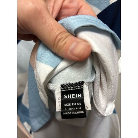 Shein Notched Neck Geo Print Midi Dress ‼️Missing Belt‼️tie front elastic chic d - Picture 6 of 8